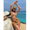 image:imageRoseSeek Womens 4 Piece Swimsuits Floral Cheetah Bikini Sets Bathing Suit with Mesh Cover Up Skirt amp BandanaYellow Cheetah