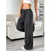 image:imageRoseSeek Womens Acid Washed Baggy Sweatpants Drawstring Waist Wide Straight Leg Track PantsBlack