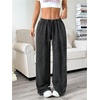 image:imageRoseSeek Womens Acid Washed Baggy Sweatpants Drawstring Waist Wide Straight Leg Track PantsBlack