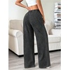 image:imageRoseSeek Womens Acid Washed Baggy Sweatpants Drawstring Waist Wide Straight Leg Track PantsBlack