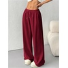 image:imageRoseSeek Womens Acid Washed Baggy Sweatpants Drawstring Waist Wide Straight Leg Track PantsBurgundy