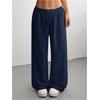 image:imageRoseSeek Womens Acid Washed Baggy Sweatpants Drawstring Waist Wide Straight Leg Track PantsDeep Blue