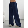 image:imageRoseSeek Womens Acid Washed Baggy Sweatpants Drawstring Waist Wide Straight Leg Track PantsDeep Blue