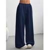 image:imageRoseSeek Womens Acid Washed Baggy Sweatpants Drawstring Waist Wide Straight Leg Track PantsDeep Blue