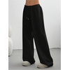 image:imageRoseSeek Womens Acid Washed Baggy Sweatpants Drawstring Waist Wide Straight Leg Track PantsPure Black