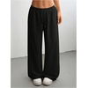 image:imageRoseSeek Womens Acid Washed Baggy Sweatpants Drawstring Waist Wide Straight Leg Track PantsPure Black