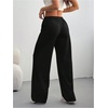 image:imageRoseSeek Womens Acid Washed Baggy Sweatpants Drawstring Waist Wide Straight Leg Track PantsPure Black
