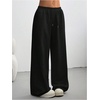 image:imageRoseSeek Womens Acid Washed Baggy Sweatpants Drawstring Waist Wide Straight Leg Track PantsPure Black