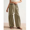 image:imageRoseSeek Womens Baggy Boho Harem Pants Drawstring Waist Wide Leg Sweatpants Casual Trousers Joggers with PocketsArmy Green