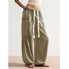 image:imageRoseSeek Womens Baggy Boho Harem Pants Drawstring Waist Wide Leg Sweatpants Casual Trousers Joggers with PocketsArmy Green