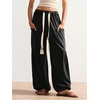 image:imageRoseSeek Womens Baggy Boho Harem Pants Drawstring Waist Wide Leg Sweatpants Casual Trousers Joggers with PocketsBlack