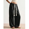 image:imageRoseSeek Womens Baggy Boho Harem Pants Drawstring Waist Wide Leg Sweatpants Casual Trousers Joggers with PocketsBlack