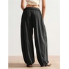 image:imageRoseSeek Womens Baggy Boho Harem Pants Drawstring Waist Wide Leg Sweatpants Casual Trousers Joggers with PocketsBlack