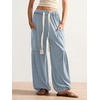 image:imageRoseSeek Womens Baggy Boho Harem Pants Drawstring Waist Wide Leg Sweatpants Casual Trousers Joggers with PocketsBlue