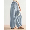 image:imageRoseSeek Womens Baggy Boho Harem Pants Drawstring Waist Wide Leg Sweatpants Casual Trousers Joggers with PocketsBlue