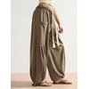 image:imageRoseSeek Womens Baggy Boho Harem Pants Drawstring Waist Wide Leg Sweatpants Casual Trousers Joggers with PocketsBrown
