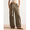 image:imageRoseSeek Womens Baggy Boho Harem Pants Drawstring Waist Wide Leg Sweatpants Casual Trousers Joggers with PocketsBrown