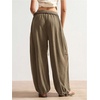 image:imageRoseSeek Womens Baggy Boho Harem Pants Drawstring Waist Wide Leg Sweatpants Casual Trousers Joggers with PocketsBrown