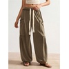 image:imageRoseSeek Womens Baggy Boho Harem Pants Drawstring Waist Wide Leg Sweatpants Casual Trousers Joggers with PocketsBrown