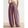 image:imageRoseSeek Womens Baggy Boho Harem Pants Drawstring Waist Wide Leg Sweatpants Casual Trousers Joggers with PocketsBurgundy