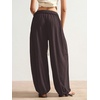 image:imageRoseSeek Womens Baggy Boho Harem Pants Drawstring Waist Wide Leg Sweatpants Casual Trousers Joggers with PocketsChocolate Brown