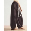 image:imageRoseSeek Womens Baggy Boho Harem Pants Drawstring Waist Wide Leg Sweatpants Casual Trousers Joggers with PocketsChocolate Brown