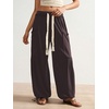 image:imageRoseSeek Womens Baggy Boho Harem Pants Drawstring Waist Wide Leg Sweatpants Casual Trousers Joggers with PocketsChocolate Brown