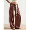 image:imageRoseSeek Womens Baggy Boho Harem Pants Drawstring Waist Wide Leg Sweatpants Casual Trousers Joggers with PocketsCoffee
