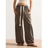 image:imageRoseSeek Womens Baggy Boho Harem Pants Drawstring Waist Wide Leg Sweatpants Casual Trousers Joggers with PocketsCoffee Brown