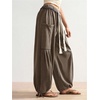 image:imageRoseSeek Womens Baggy Boho Harem Pants Drawstring Waist Wide Leg Sweatpants Casual Trousers Joggers with PocketsCoffee Brown