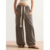 image:imageRoseSeek Womens Baggy Boho Harem Pants Drawstring Waist Wide Leg Sweatpants Casual Trousers Joggers with PocketsCoffee Brown Khaki