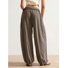 image:imageRoseSeek Womens Baggy Boho Harem Pants Drawstring Waist Wide Leg Sweatpants Casual Trousers Joggers with PocketsCoffee Brown Khaki