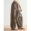 image:imageRoseSeek Womens Baggy Boho Harem Pants Drawstring Waist Wide Leg Sweatpants Casual Trousers Joggers with PocketsCoffee Brown Khaki