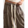 image:imageRoseSeek Womens Baggy Boho Harem Pants Drawstring Waist Wide Leg Sweatpants Casual Trousers Joggers with PocketsCoffee Brown Khaki