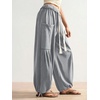 image:imageRoseSeek Womens Baggy Boho Harem Pants Drawstring Waist Wide Leg Sweatpants Casual Trousers Joggers with PocketsCool Grey