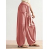 image:imageRoseSeek Womens Baggy Boho Harem Pants Drawstring Waist Wide Leg Sweatpants Casual Trousers Joggers with PocketsCoral Pink