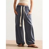 image:imageRoseSeek Womens Baggy Boho Harem Pants Drawstring Waist Wide Leg Sweatpants Casual Trousers Joggers with PocketsDark Grey