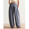 image:imageRoseSeek Womens Baggy Boho Harem Pants Drawstring Waist Wide Leg Sweatpants Casual Trousers Joggers with PocketsDark Grey