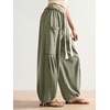 image:imageRoseSeek Womens Baggy Boho Harem Pants Drawstring Waist Wide Leg Sweatpants Casual Trousers Joggers with PocketsGreen