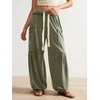 image:imageRoseSeek Womens Baggy Boho Harem Pants Drawstring Waist Wide Leg Sweatpants Casual Trousers Joggers with PocketsGreen