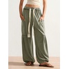 image:imageRoseSeek Womens Baggy Boho Harem Pants Drawstring Waist Wide Leg Sweatpants Casual Trousers Joggers with PocketsGreen