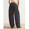 image:imageRoseSeek Womens Baggy Boho Harem Pants Drawstring Waist Wide Leg Sweatpants Casual Trousers Joggers with PocketsGrey