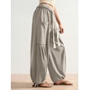 image:imageRoseSeek Womens Baggy Boho Harem Pants Drawstring Waist Wide Leg Sweatpants Casual Trousers Joggers with PocketsGrey Khaki