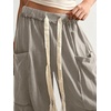 image:imageRoseSeek Womens Baggy Boho Harem Pants Drawstring Waist Wide Leg Sweatpants Casual Trousers Joggers with PocketsGrey Khaki