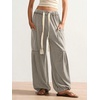 image:imageRoseSeek Womens Baggy Boho Harem Pants Drawstring Waist Wide Leg Sweatpants Casual Trousers Joggers with PocketsGrey Khaki