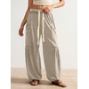image:imageRoseSeek Womens Baggy Boho Harem Pants Drawstring Waist Wide Leg Sweatpants Casual Trousers Joggers with PocketsLight Khaki