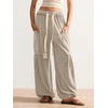 image:imageRoseSeek Womens Baggy Boho Harem Pants Drawstring Waist Wide Leg Sweatpants Casual Trousers Joggers with PocketsLight Khaki