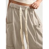 image:imageRoseSeek Womens Baggy Boho Harem Pants Drawstring Waist Wide Leg Sweatpants Casual Trousers Joggers with PocketsLight Khaki