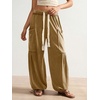 image:imageRoseSeek Womens Baggy Boho Harem Pants Drawstring Waist Wide Leg Sweatpants Casual Trousers Joggers with PocketsMedium Brown