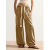 image:imageRoseSeek Womens Baggy Boho Harem Pants Drawstring Waist Wide Leg Sweatpants Casual Trousers Joggers with PocketsMedium Brown